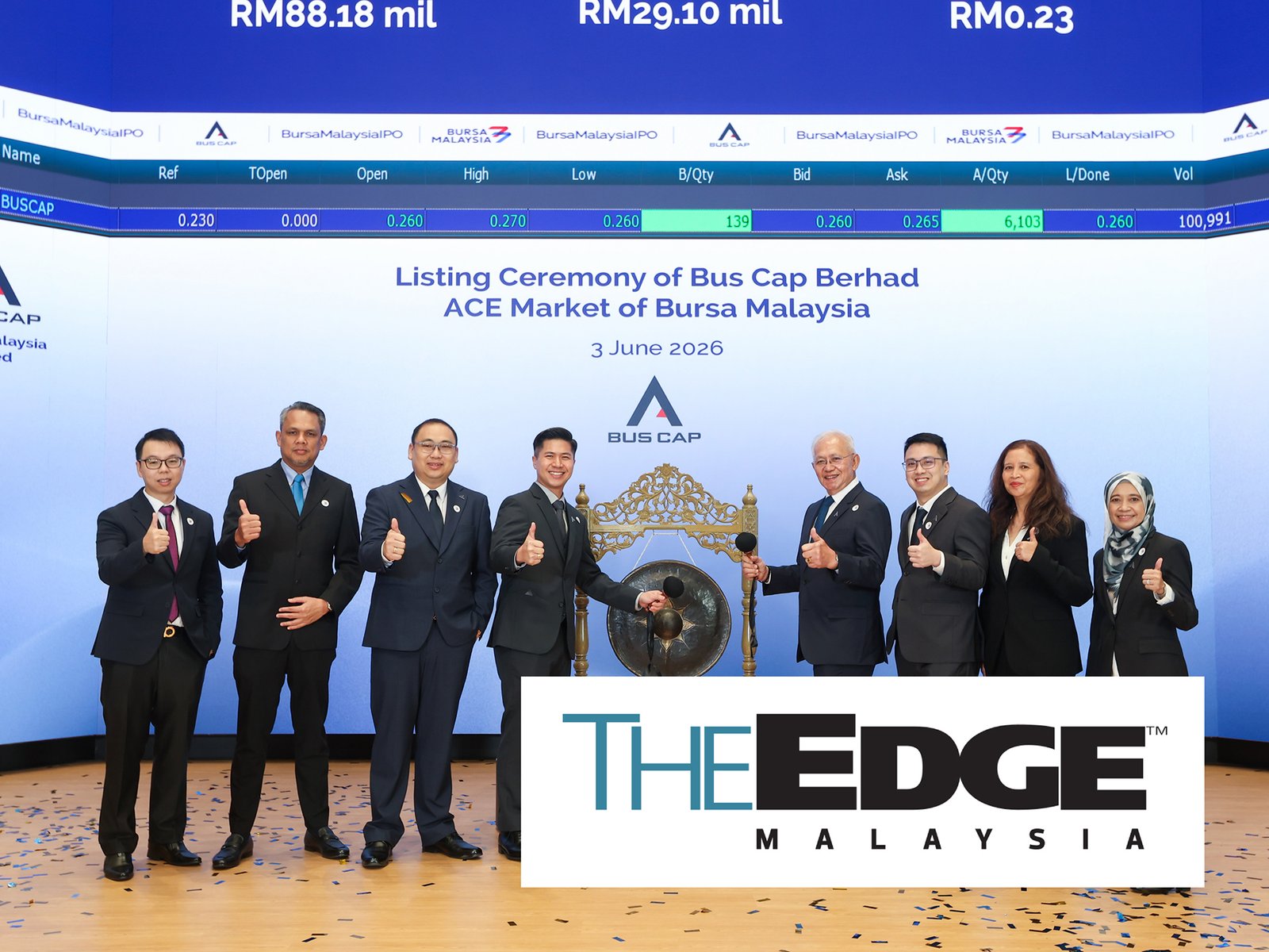 [The Edge Malaysia] Bus Cap Ends Trading Debut Higher with 37% Gain